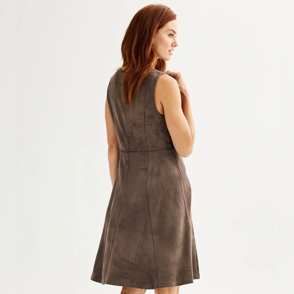 NWT Philosophy Faux Suede Fit & Flare Dress Size 4 - Picture 2 of 6